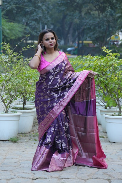 Malai Pattu Magenta Saari | Magenta Saari